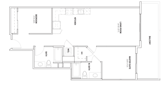 Burano Apartments 2D two bedroom two bathroom Floorplan