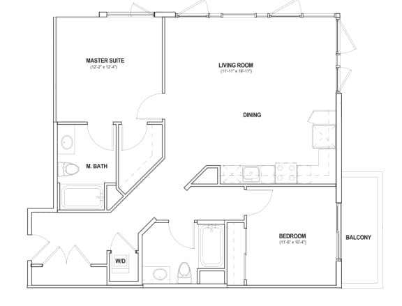 Burano Apartments 2D two bedroom two bathroom Floorplan