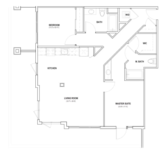 Burano Apartments 2D two bedroom two bathroom Floorplan