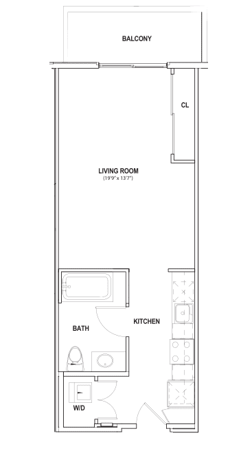 Burano Apartments 2D Studio Floorplan