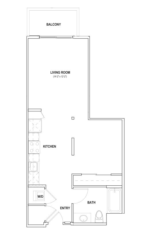 Burano Apartments 2D one bedroom one bathroom Floorplan