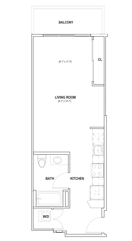 Burano Apartments 2D Studio Floorplan