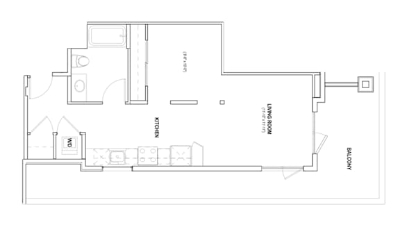 Burano Apartments 2D one bedroom one bathroom Floorplan