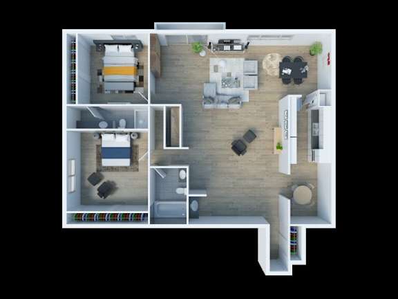 The Fulton 3D Floor Plan Two Bedroom Two Bathroom B3
