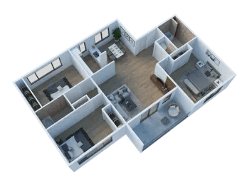 Larkspur West Linn 3D Floor Plan Three Bedroom Two Bathroom