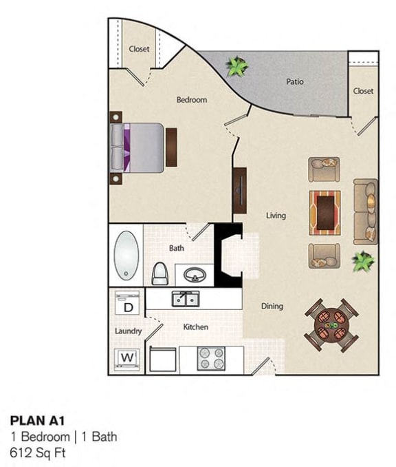 Floor Plan  Soho Apartments 1 Bedroom 1 Bathroom floor plan
