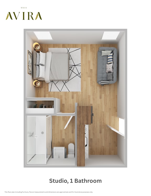 Maia Avira at Glendale  Studio with 1 Bathroom Floorplan