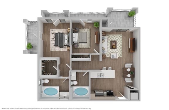 Eddy Redondo Residences The Green Room floorplan 2x2 1040 square feet