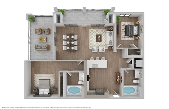 Eddy Redondo Residences The Ocean Heart Penthouse floorplan 2x2 1278 square feet
