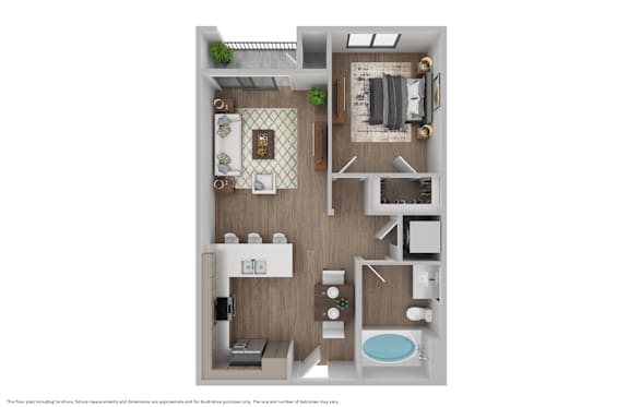 Eddy Redondo Residences The Sandbar  floorplan 1x1 741 square feet