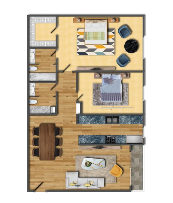 Floor Plan  Large two bedroom apartment for rent in Palms near Culver City