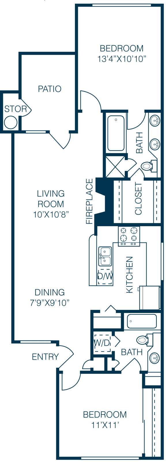 Trellis at Lake Highlands 2 Bedroom / 2 Bath Floorplan Trellis at Lake Highlands 2 Bedroom / 2 Bath Floorplan