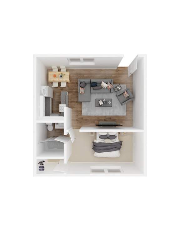 University Gardens 1 bedroom 1 bathroom floor plan image