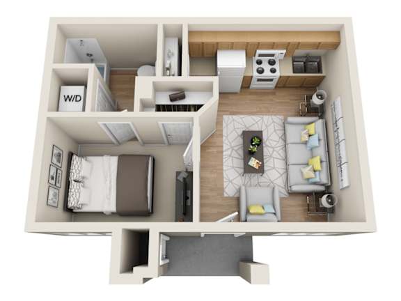 Whispering Palms one bedroom one bathroom floorplan