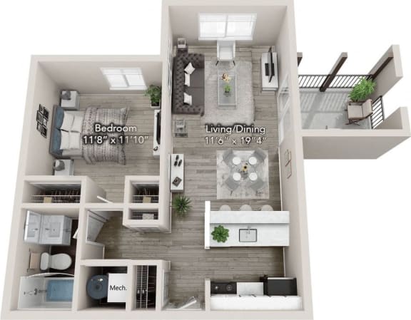 a floor plan of a 1 bedroom192 sq ft house
