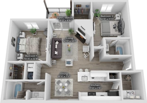 a 2400 sq ft floor plan with a bedroom and a living room
