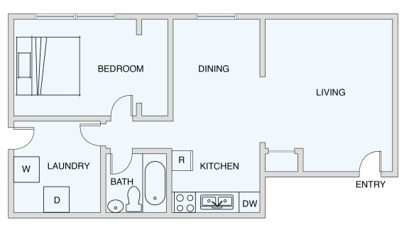 Floor Plan  One Bedroom, One Bathroom