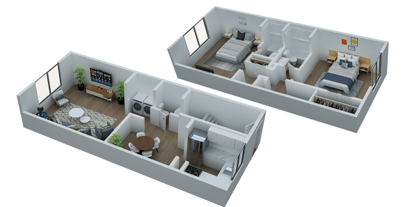 Floor Plan  two floor plans of a bedroom and living room
