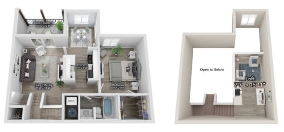 a floor plan of a house with a bedroom and a living room