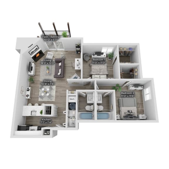 a floor plan of a house with manyartments and a swimming pool