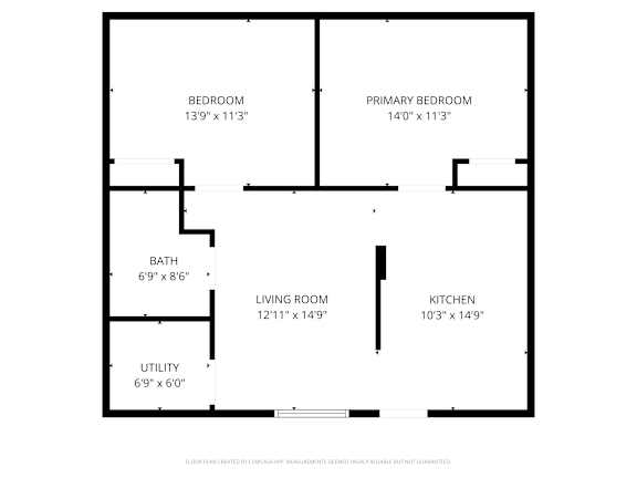A black and white image of a floor plan for a house with labeled rooms.