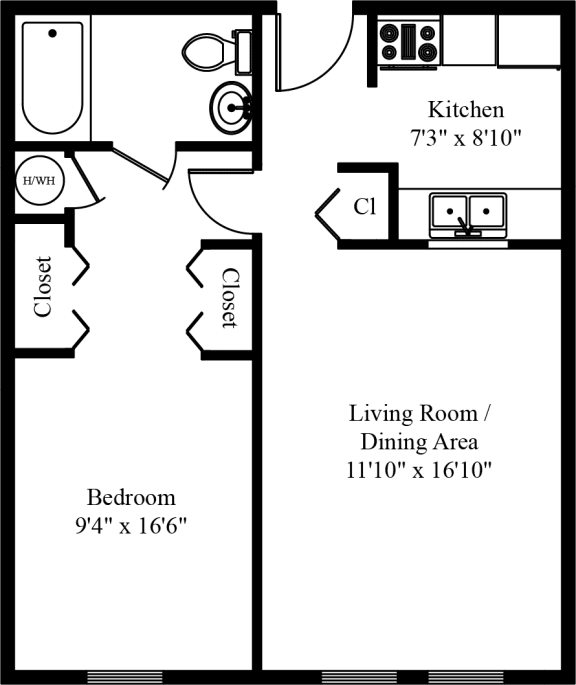  Floor Plan 1 BD