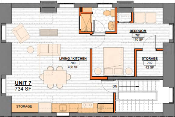 a floor plan of a house with bedrooms and a living room