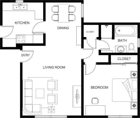 1 Bedroom Floor plan 2D