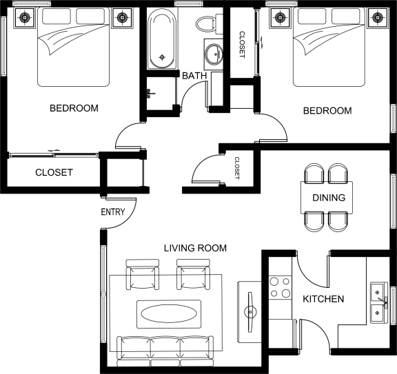 2 Bedroom Floor plan 2d