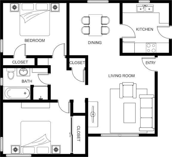 2 Bedroom Floorplan 2D