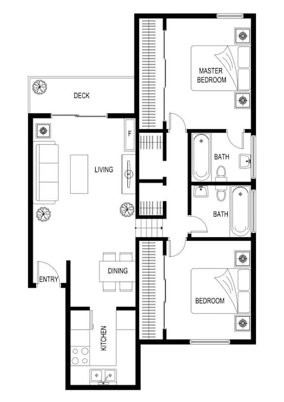 2 Bedroom 1 bath at 714 Veteran