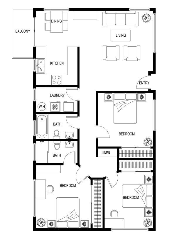 3 bedroom Oak Floorplan