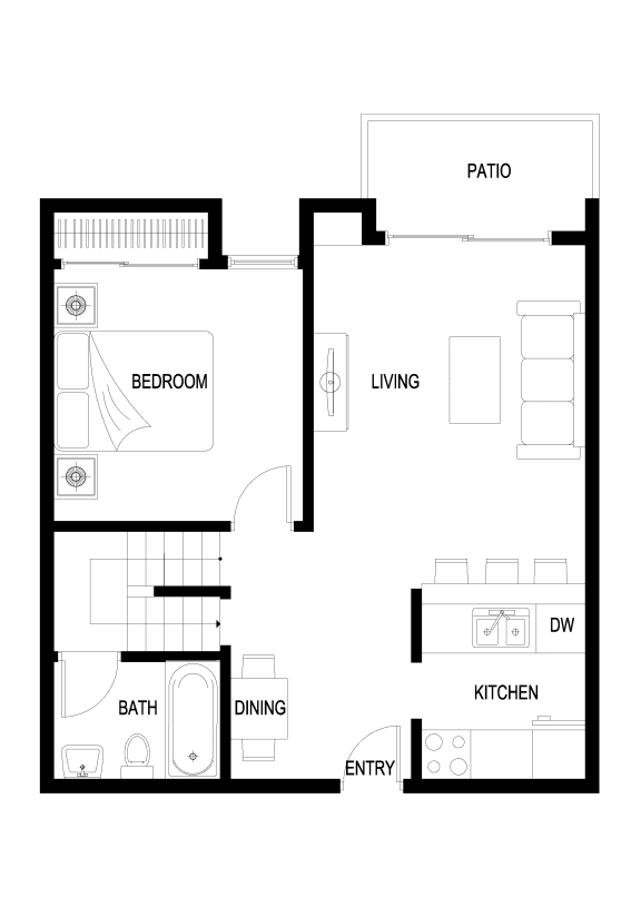 1 bedroom Loft Apartment  First Floor