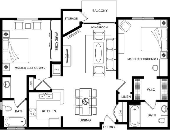 2 Bedroom floorplan 2D