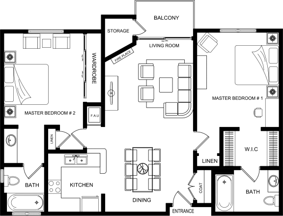 2 Bedroom floorplan 2D