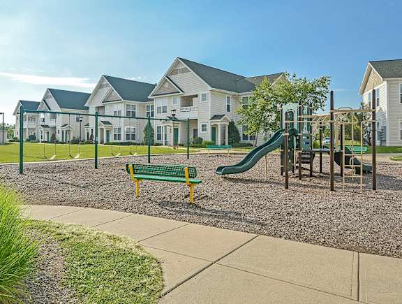 Playground with Green slide at The Marlowe, Fort Wayne, Indiana