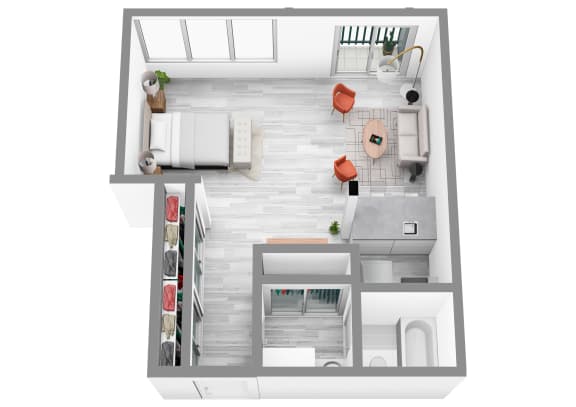 Floor Plan  Studio A  at Westwood Riviera Apartments, California, 90024