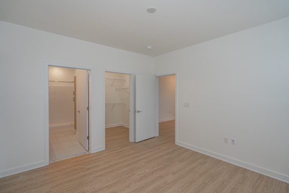 Primary bedroom with large walk in closet and private bathroom