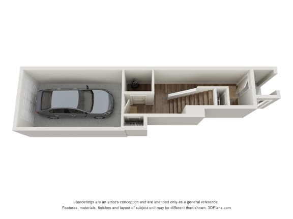 a model of a small house with a car in the garage