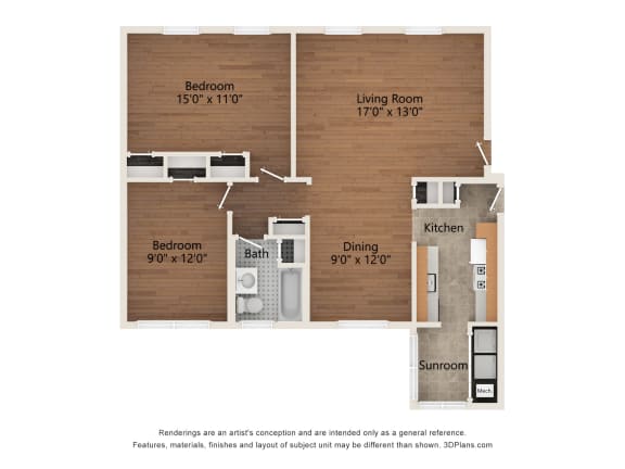 a renovated floor plan with a bedroom and a living room