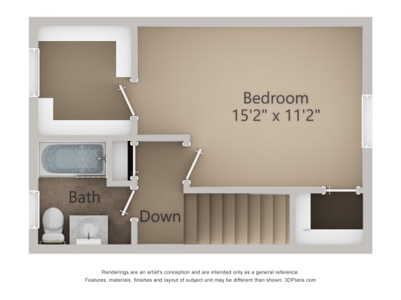 this is a 3d floor plan of a 1 bedroom apartment at the biltmore apartments