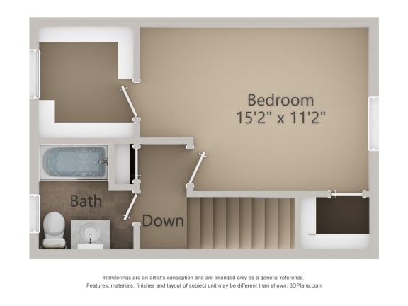 this is a 3d floor plan of a 1 bedroom apartment at the biltmore apartments