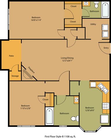 2 Bed 2 Bath Layout 4 at The Austin Apartments in Deptford, NJ