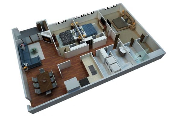 a floor plan with a bedroom and a living room