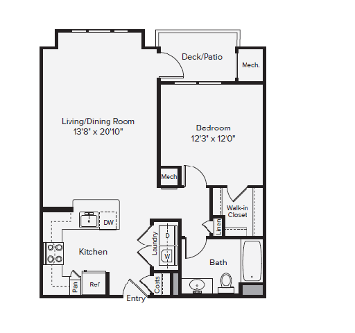 A1 Floor Plan at Merion Stratford Apartment Homes, Stratford, CT, 06614