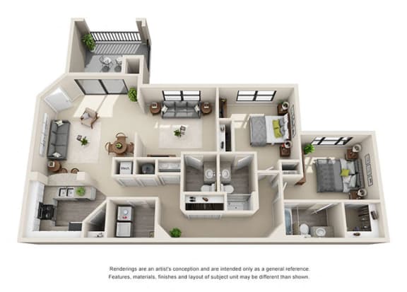 Floor Plan  B Floor Plan  at The Monroe Apartment Homes, Tallahassee, FL
