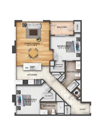 B2-1 Floor Plan at The Collings at the Lumberyard, New Jersey