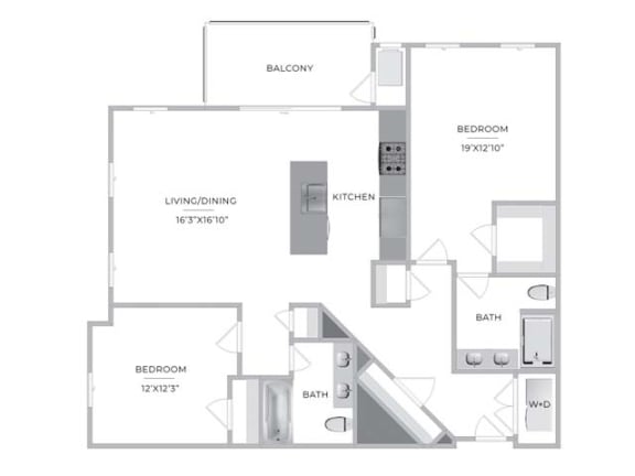 2 Bed 2 Bath Floor Plan at Barclay Chase Apartment Homes, New Jersey, 08053