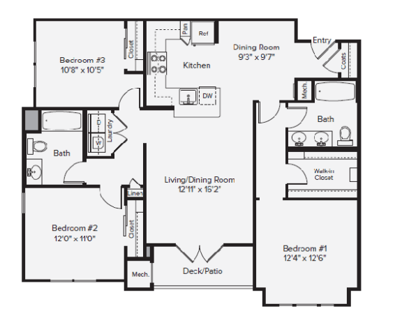 C1 Floor Plan at Merion Stratford Apartment Homes, Connecticut, 06614