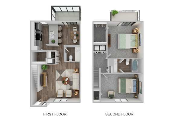 A diagram shows the layout of a two-story apartment.